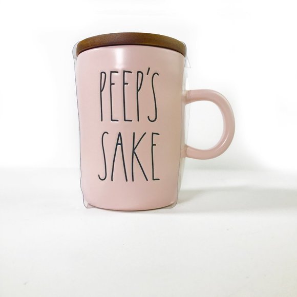 Rae Dunn Pink PEEP'S SAKE LL Mug w/ Wood Topper - Picture 5 of 10